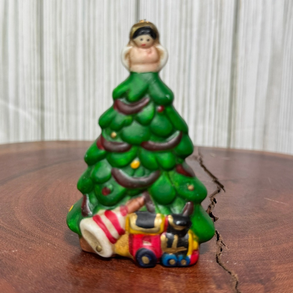Vintage‎ Ceramic Christmas Tree Figurine Angel Topper Train Base Holiday Decor